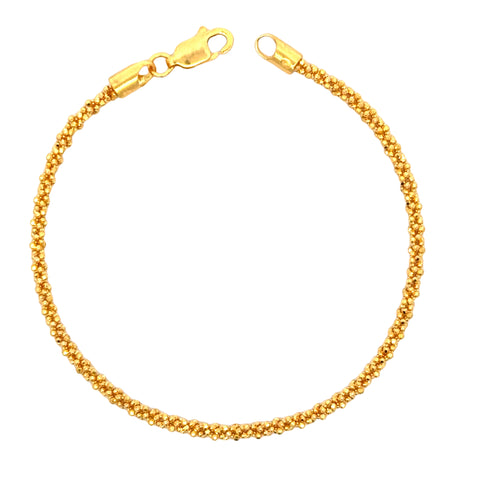 22k Yellow Gold Filigree Bracelet measuring 2mm thickness x 7 inch length