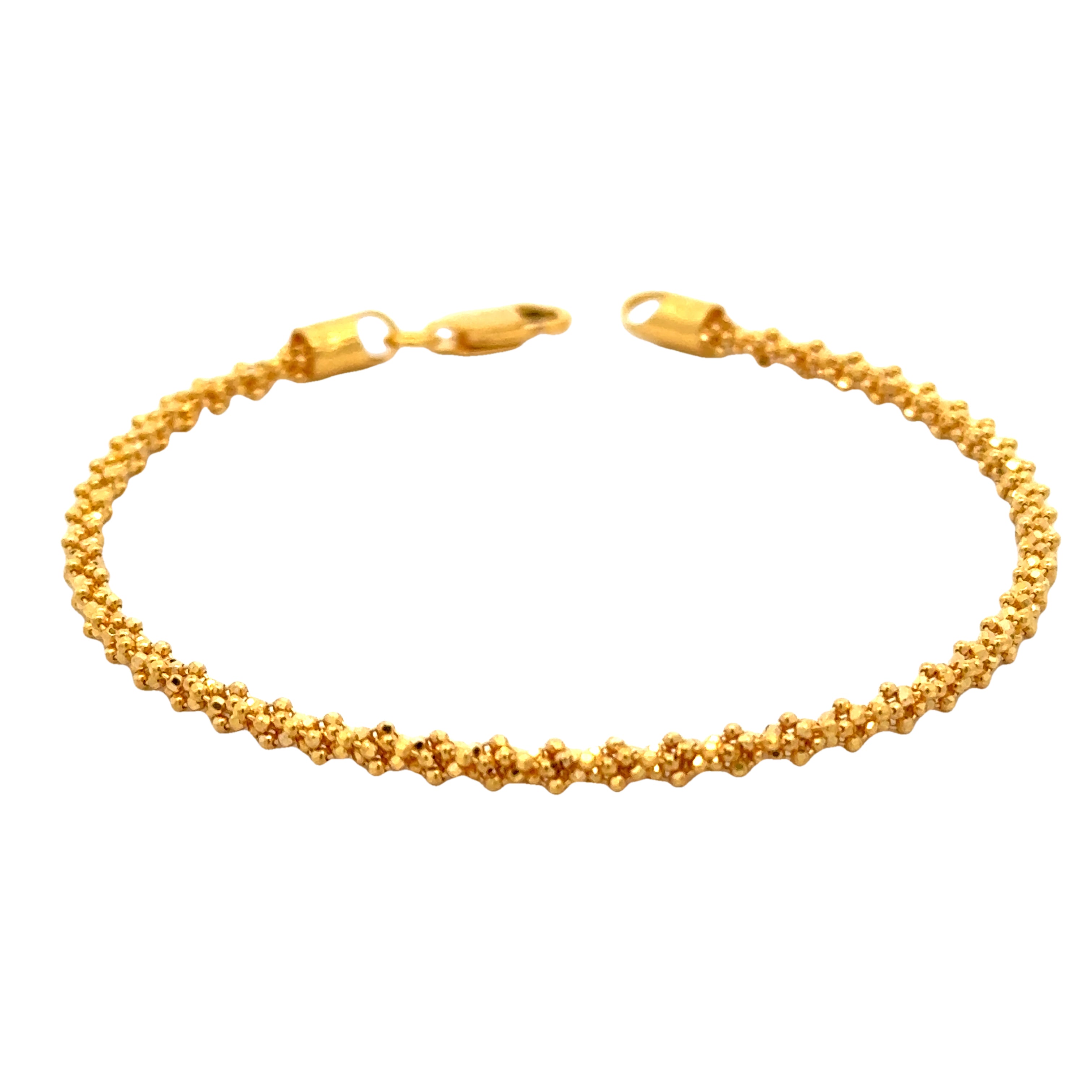 22k Yellow Gold Filigree Bracelet measuring 2mm thickness x 7 inch length