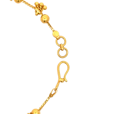 22k Yellow Gold Charm Ball-Bead Bracelet measuring 4mm thickness x 7 inch length