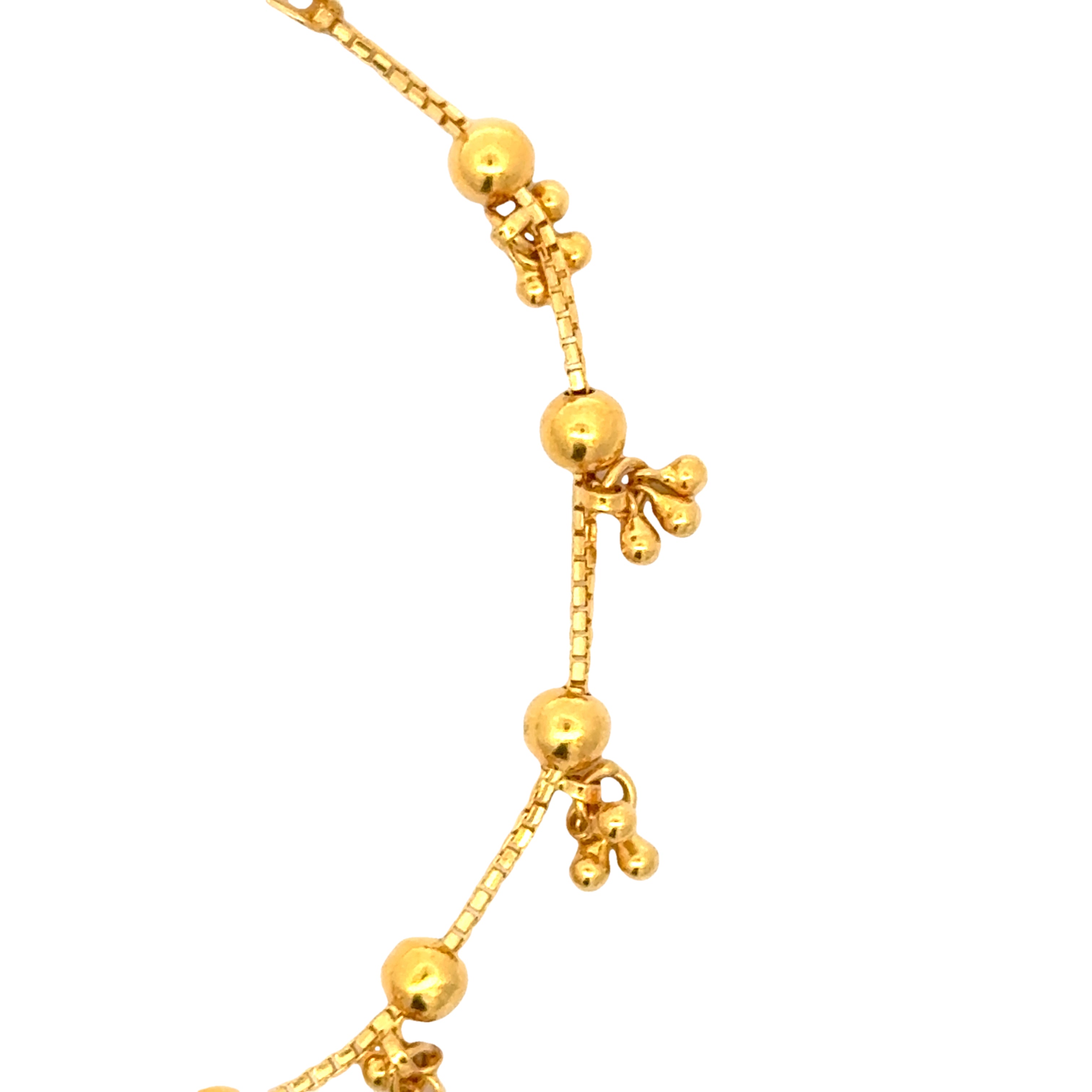 22k Yellow Gold Charm Ball-Bead Bracelet measuring 4mm thickness x 7 inch length