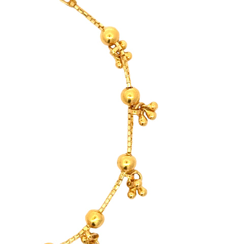 22k Yellow Gold Charm Ball-Bead Bracelet measuring 4mm thickness x 7 inch length