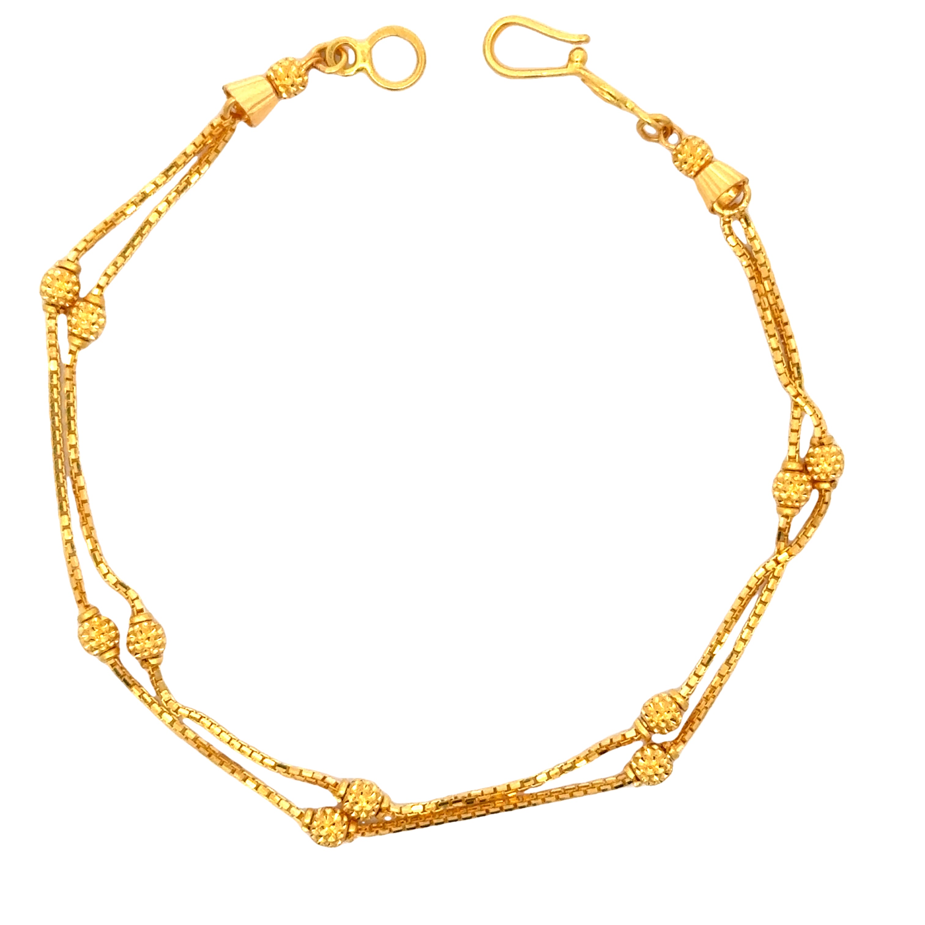 22k Yellow Gold Ball-Bead Bracelet measuring 6mm thickness x 7 inch length