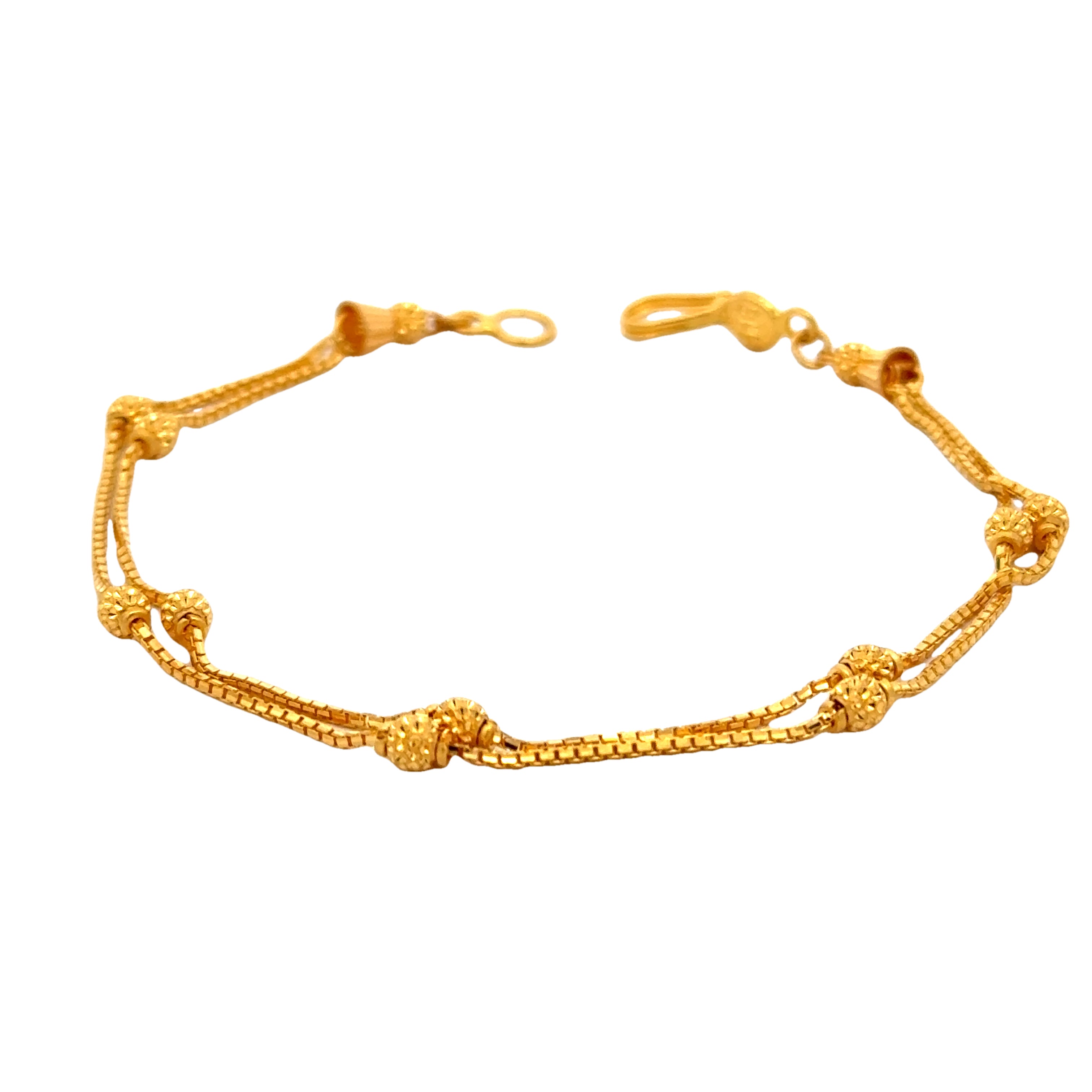 22k Yellow Gold Ball-Bead Bracelet measuring 6mm thickness x 7 inch length