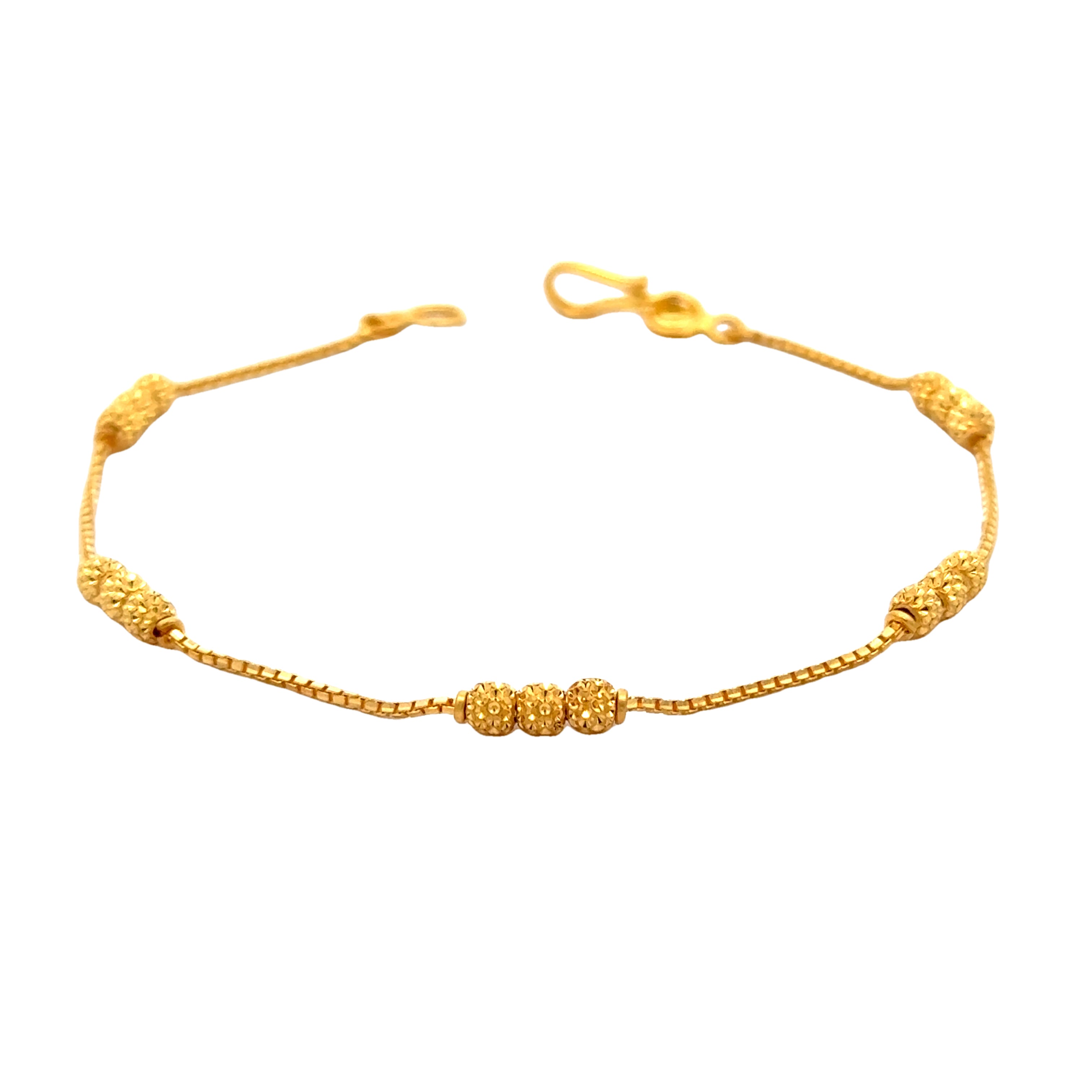 22k Yellow Gold Ball Bead Bracelet measuring 7mm thickness x 3 inch length