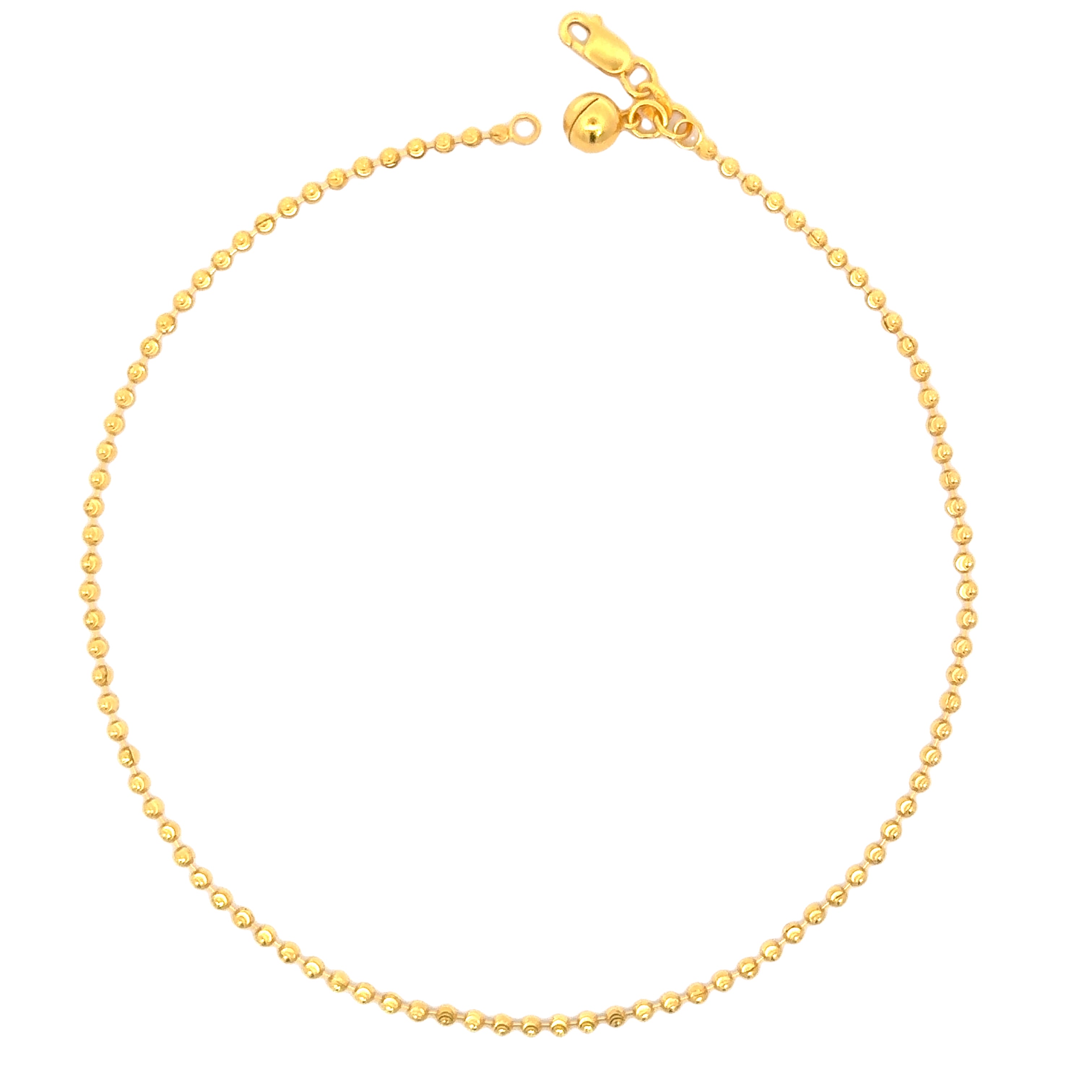 22k Yellow Gold Bead Bracelet measuring 10.5mm thickness x 2 inch length