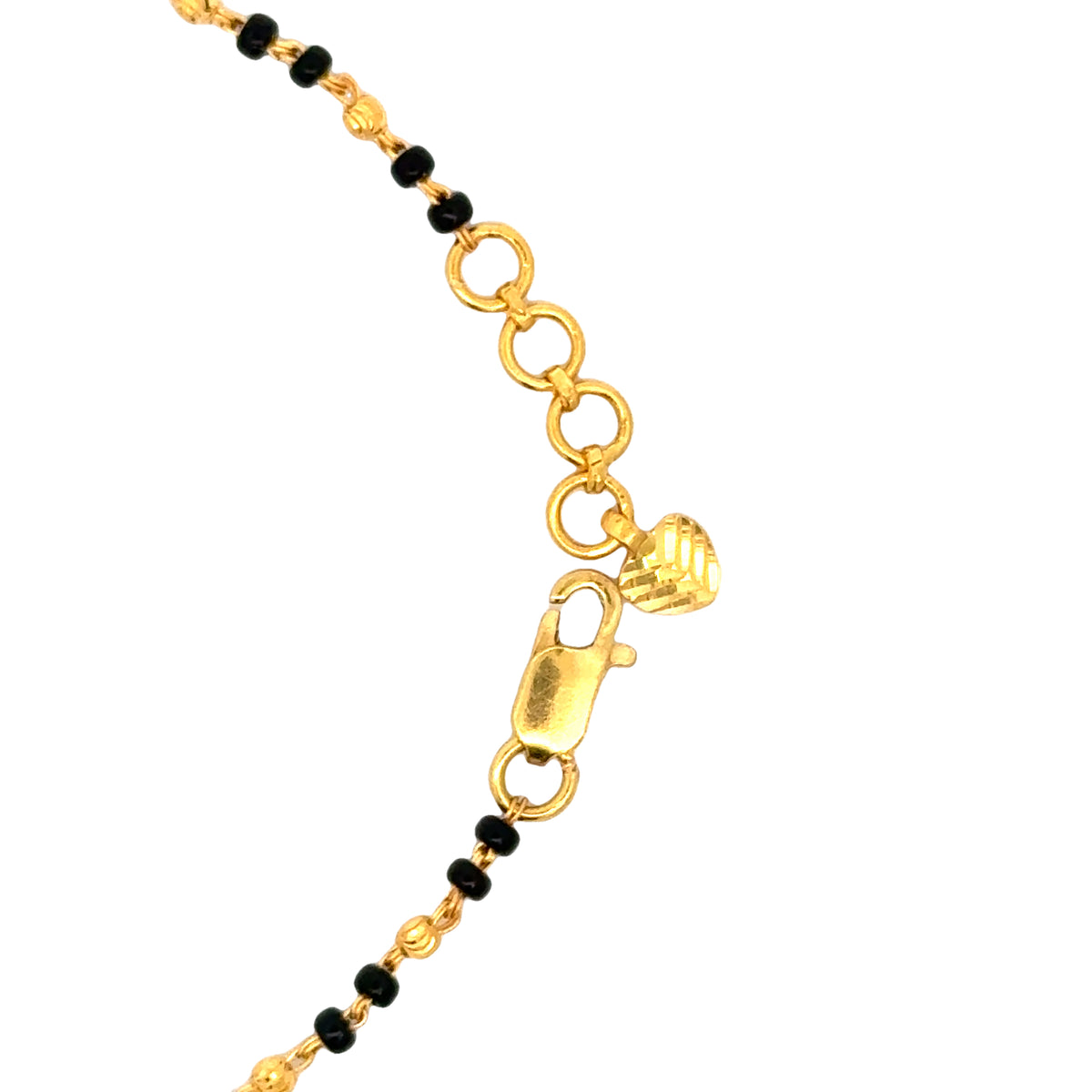 22k Yellow Gold Evil Eye Mangalsutra Bracelet measuring 3mm thickness x 7.25 inch length