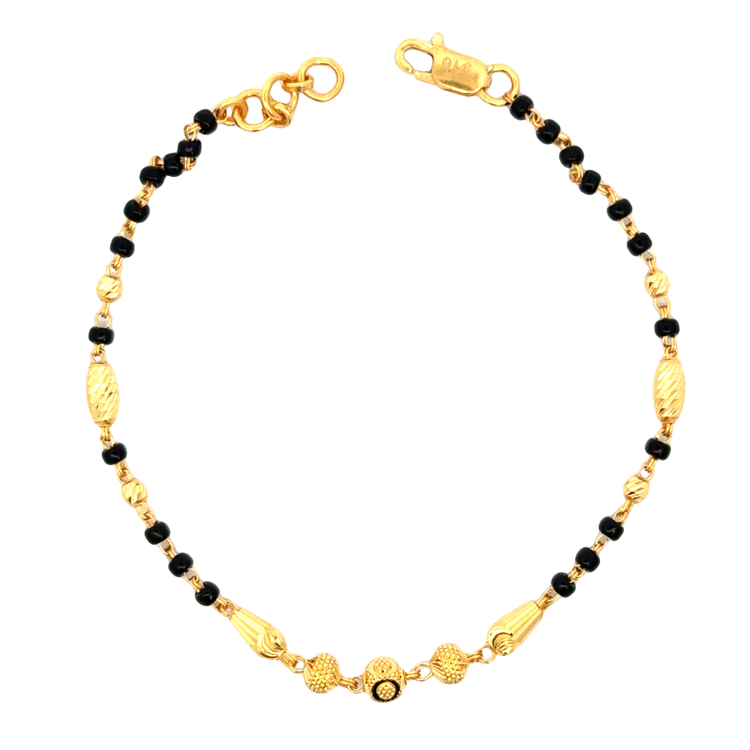 22k Yellow Gold Mangalsutra Bracelet measuring 4mm thickness x 7 inch length