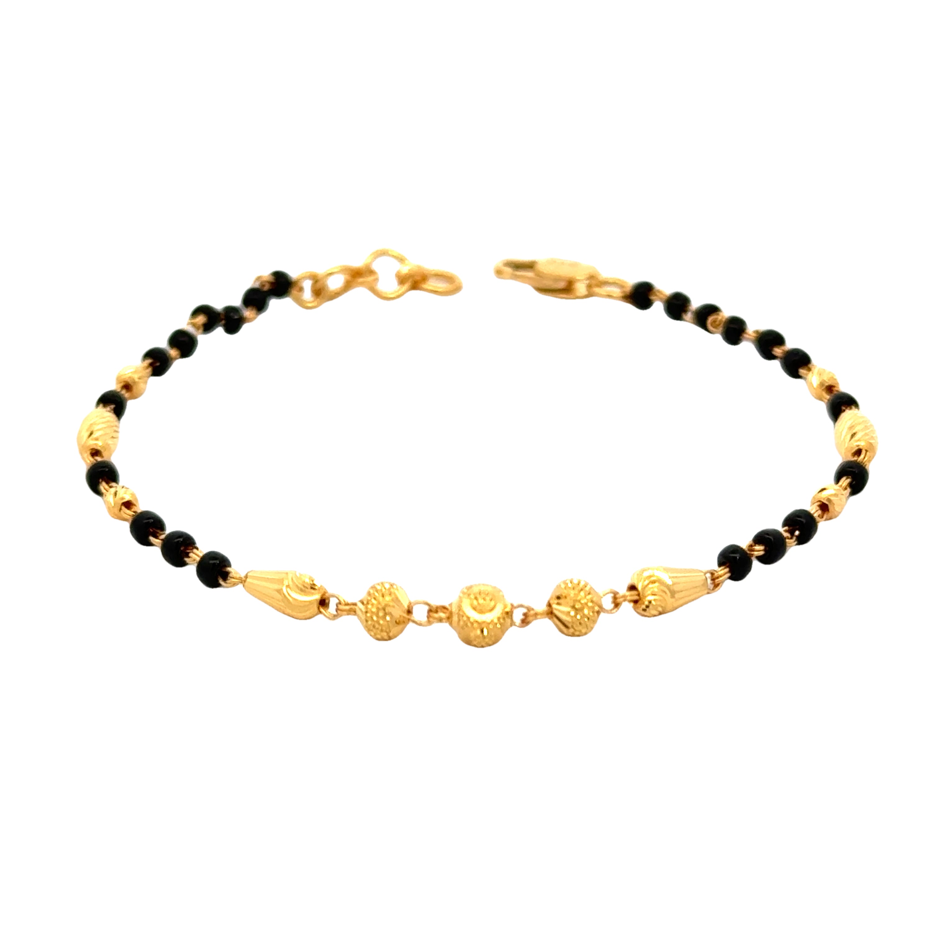 22k Yellow Gold Mangalsutra Bracelet measuring 4mm thickness x 7 inch length