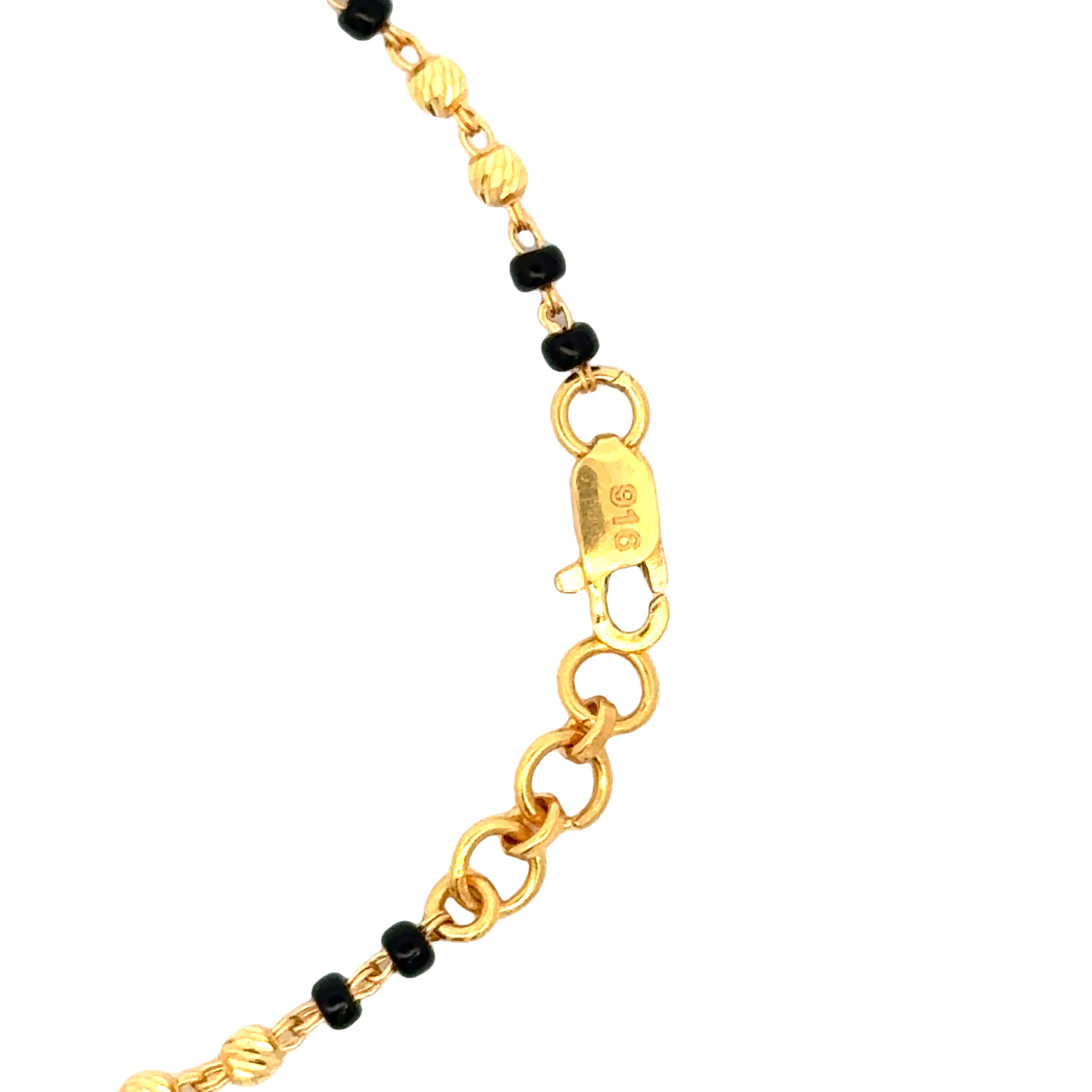 22k Yellow Gold Mangalsutra Bracelet measuring 4mm thickness x 6.75 inch length