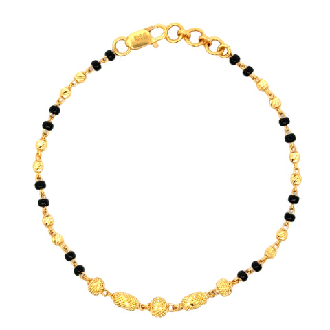 22k Yellow Gold Mangalsutra Bracelet measuring 4mm thickness x 6.75 inch length