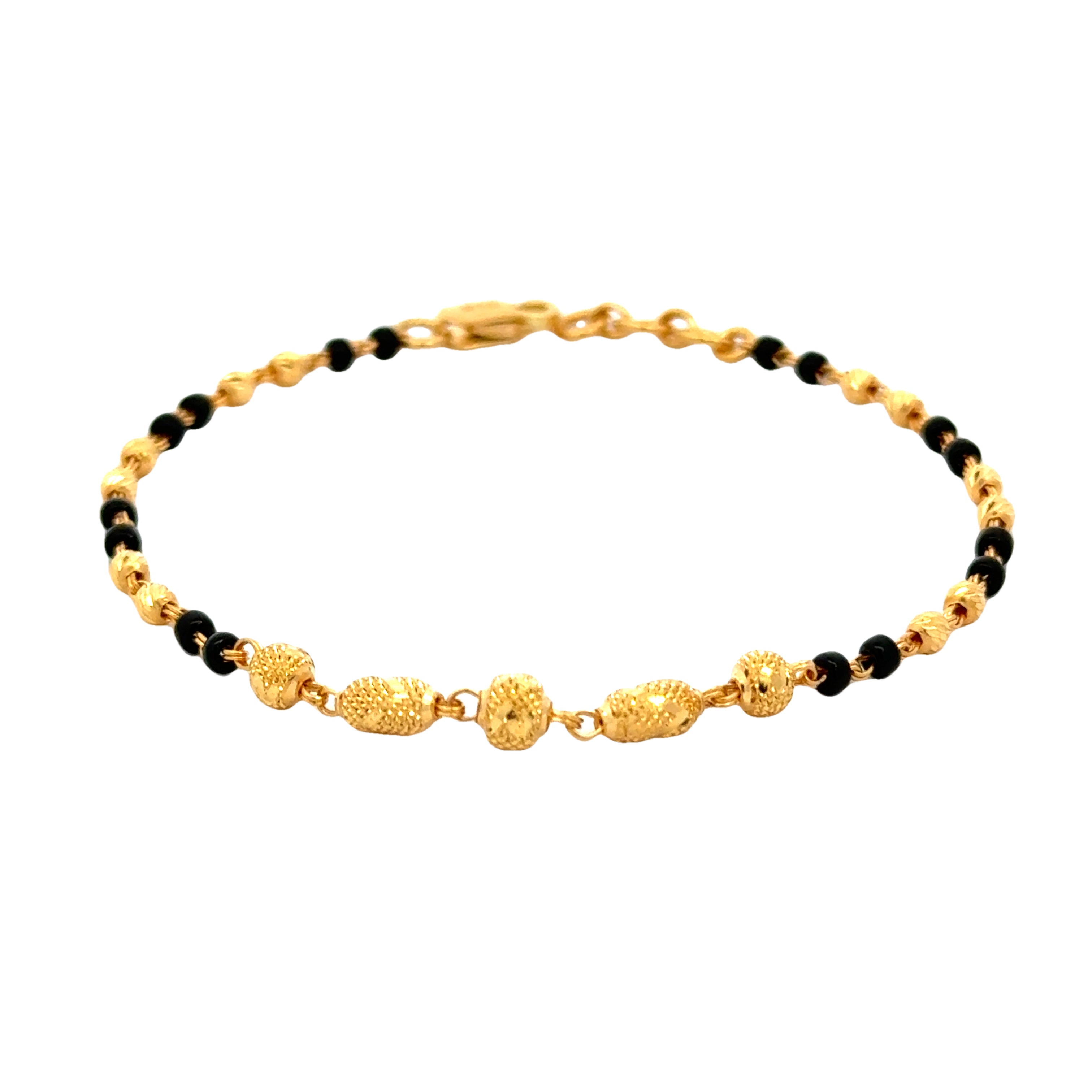 22k Yellow Gold Mangalsutra Bracelet measuring 4mm thickness x 6.75 inch length