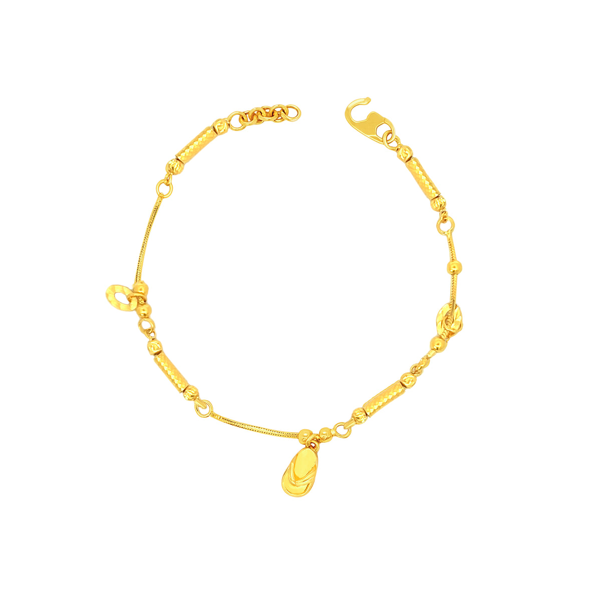 22K Yellow Gold Fancy Charm Bracelets measuring 7.5 inch length