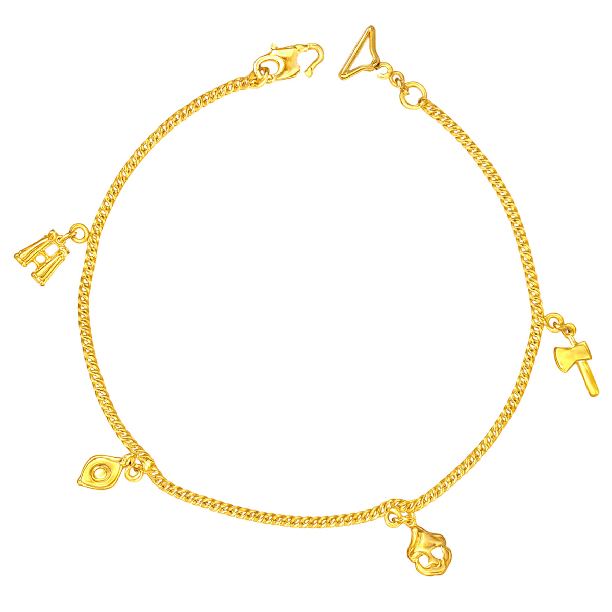 22K Yellow Gold Charm Bracelets measuring 8 inch length
