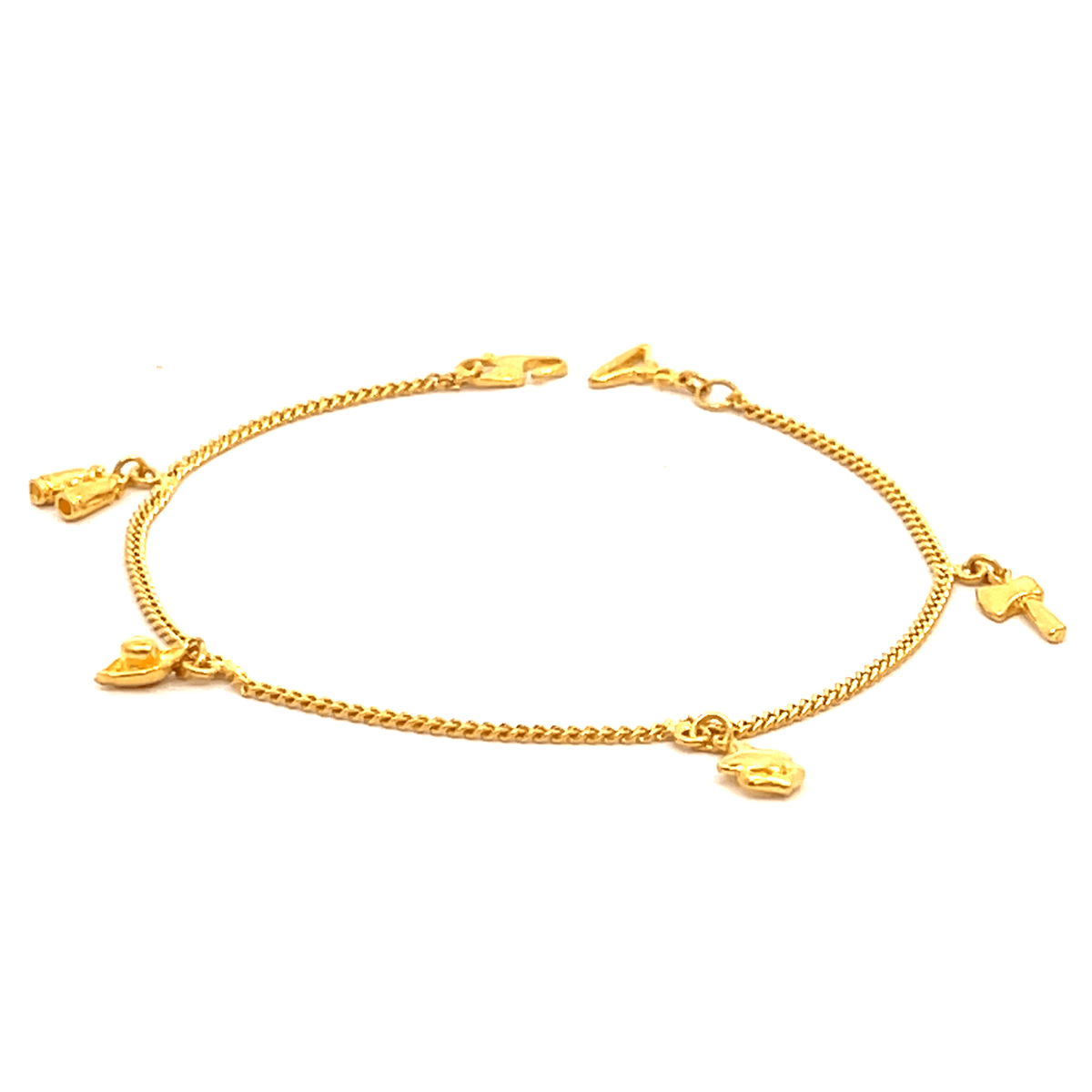 22K Yellow Gold Charm Bracelets measuring 8 inch length