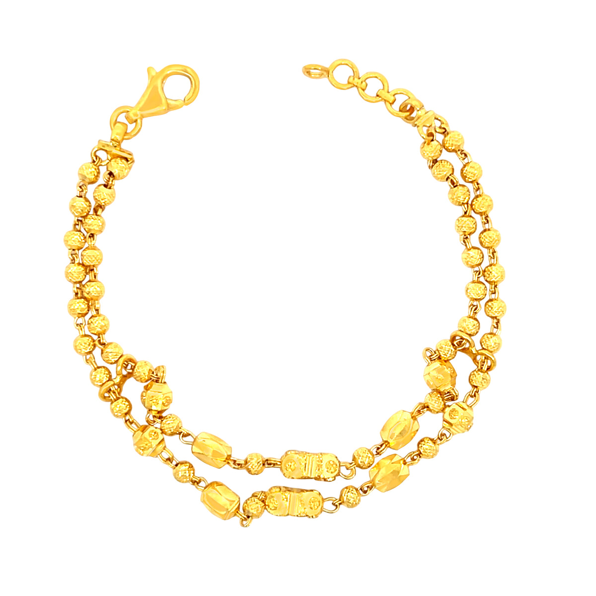 22K Yellow Gold Layered Ball-Bead Bracelets measuring 7 inches