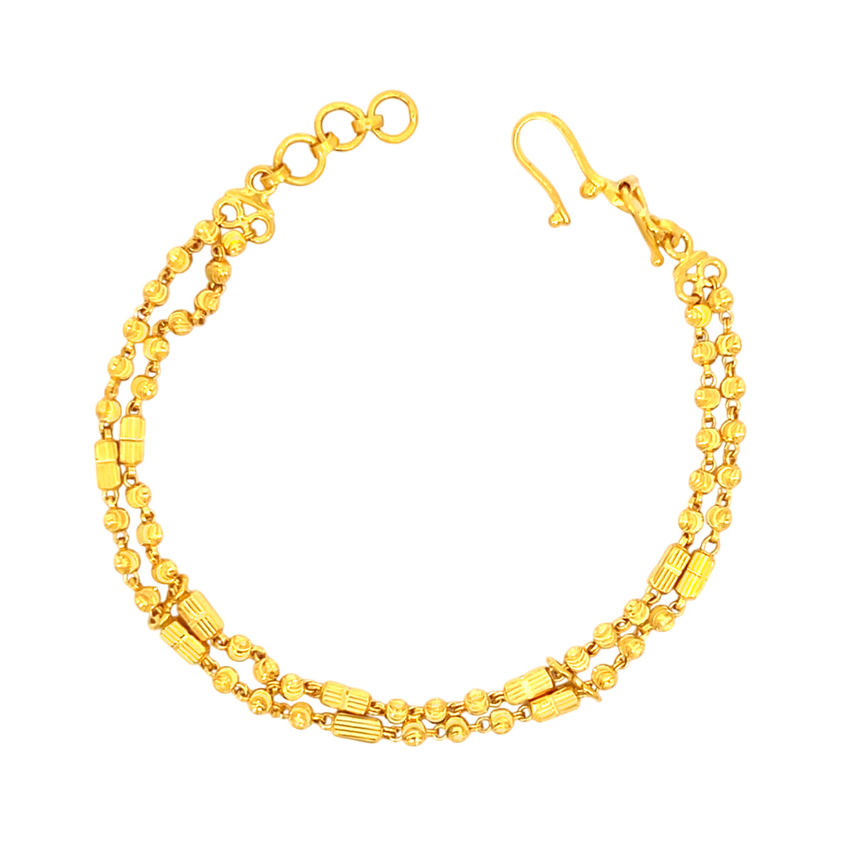 22K Yellow Gold Layered Ball-Bead Bracelets measuring 7 inch length