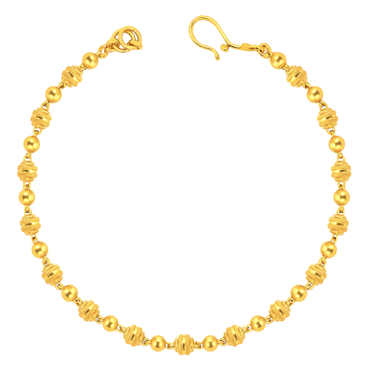 22K Yellow Gold Ball-Bead Bracelets measuring 7.25 inch length