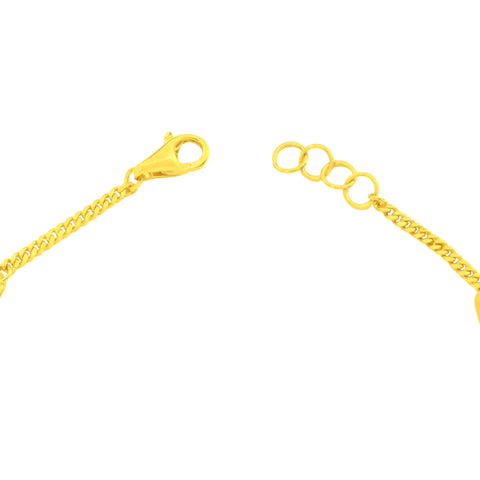 22K Yellow Gold Charm Bracelet measuring 5mm thickness x 7.5 inch length