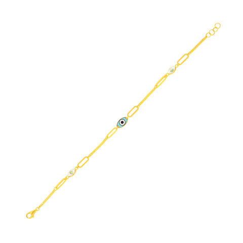 22K Yellow Gold Charm Bracelet measuring 5mm thickness x 7.5 inch length