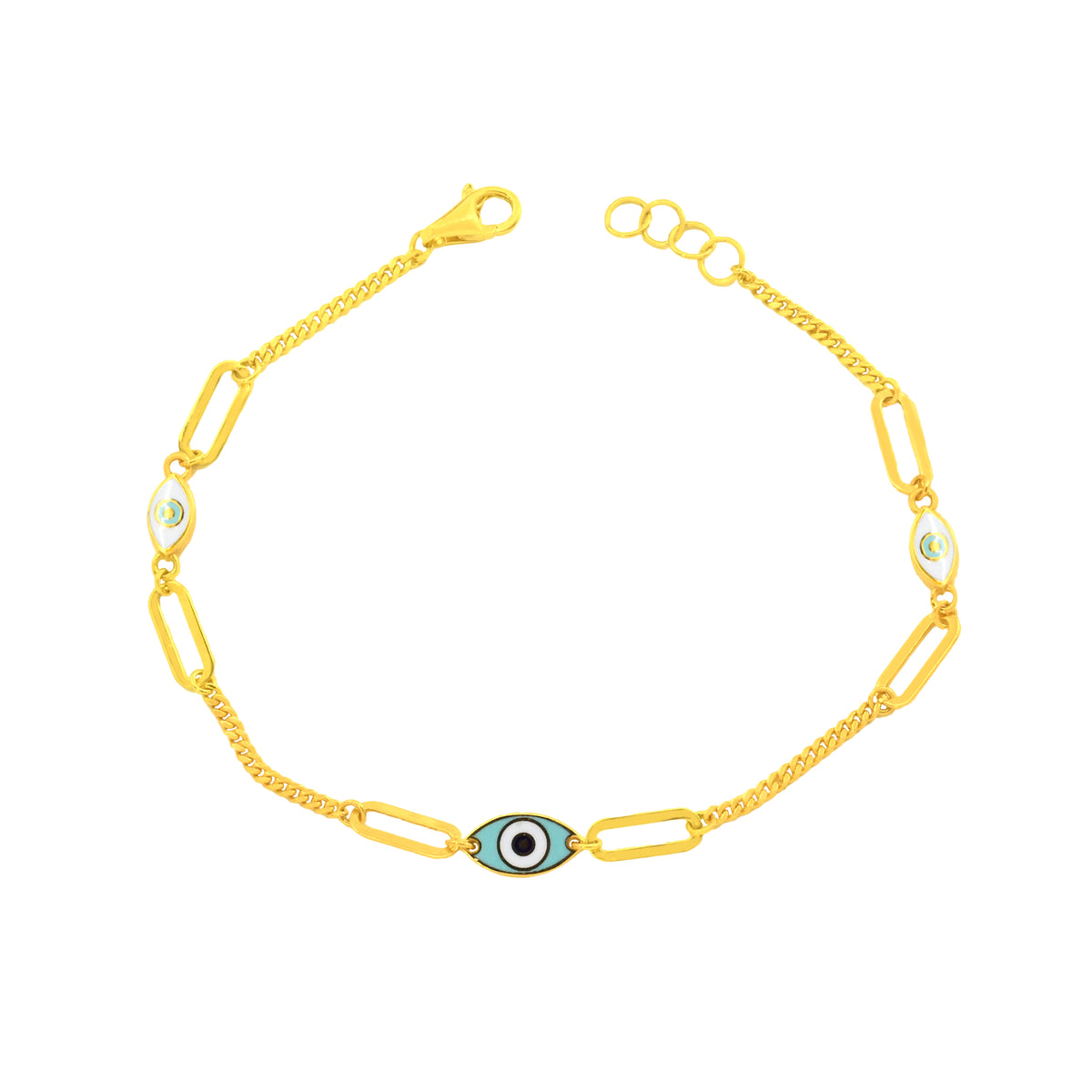 22K Yellow Gold Charm Bracelet measuring 5mm thickness x 7.5 inch length
