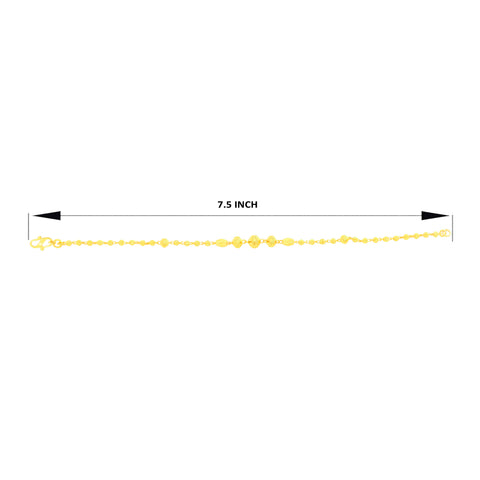22K Yellow Gold Ball-Bead Bracelet measuring 2.7mm thickness x 7.5 inch length