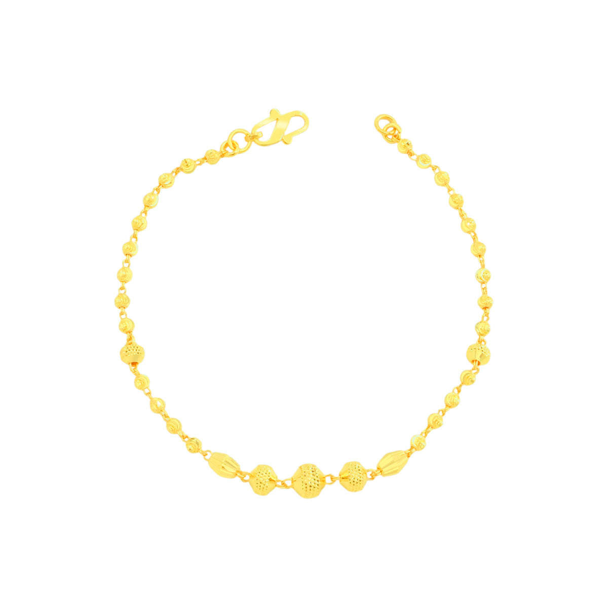 22K Yellow Gold Ball-Bead Bracelet measuring 2.7mm thickness x 7.5 inch length