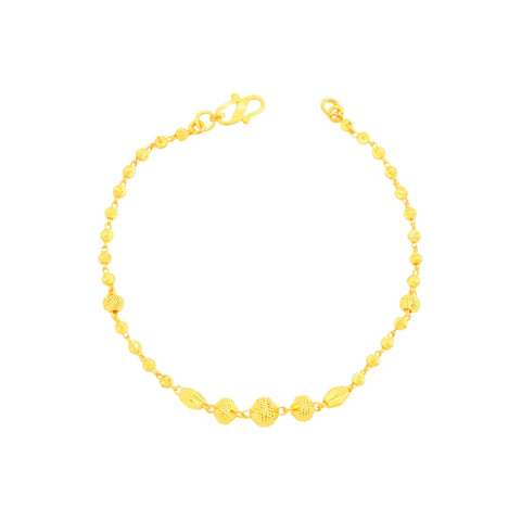 22K Yellow Gold Ball-Bead Bracelet measuring 2.7mm thickness x 7.5 inch length