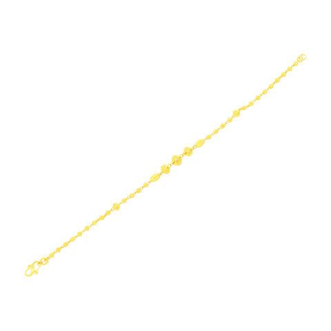 22K Yellow Gold Ball-Bead Bracelet measuring 2.7mm thickness x 7.5 inch length