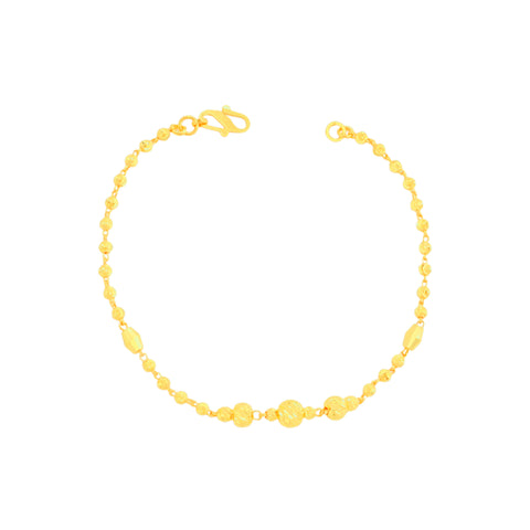 22K Yellow Gold Ball-Bead Bracelets measuring 2.6mm thickness x 7.5 inch length