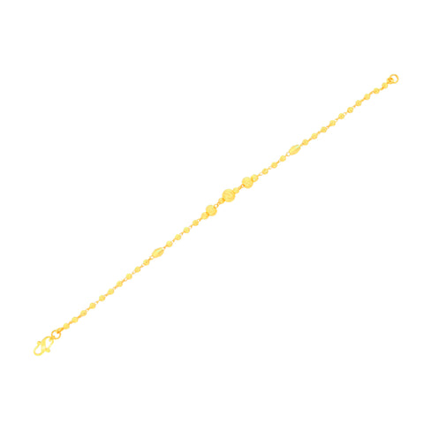 22K Yellow Gold Ball-Bead Bracelets measuring 2.6mm thickness x 7.5 inch length
