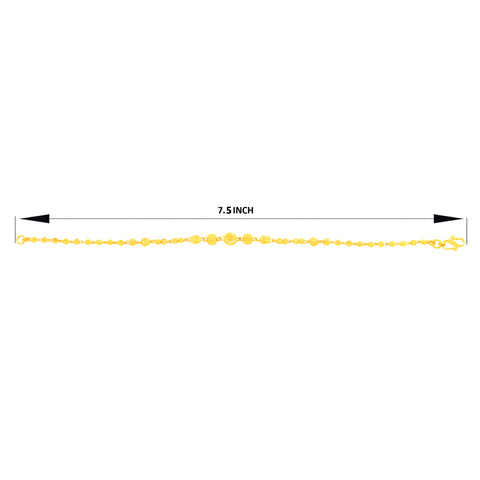 22K Yellow Gold Ball-Bead Bracelet measuring 2.6mm thickness x 7.5 inch length