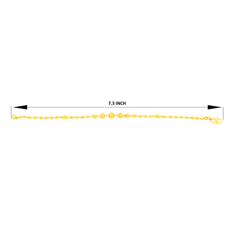 22K Yellow Gold Ball-Bead Bracelet measuring 2.6mm thickness x 7.3 inch length