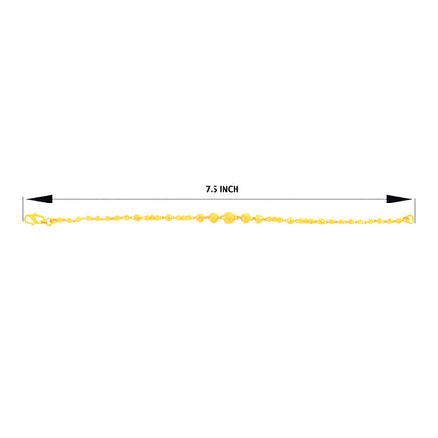 22K Yellow Gold Ball-Bead Bracelet measuring 2.7mm thickness x 7.5 inch length