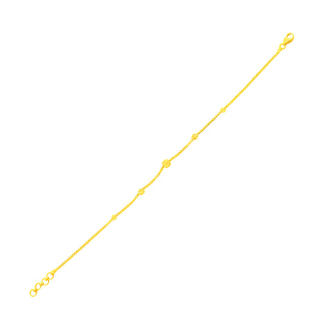 22K Yellow Gold Ball-Bead Bracelet measuring 1mm thickness x 7 inch length
