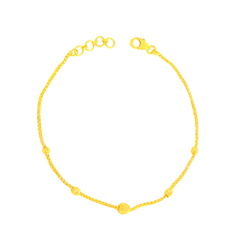 22K Yellow Gold Ball-Bead Bracelet measuring 1mm thickness x 7 inch length