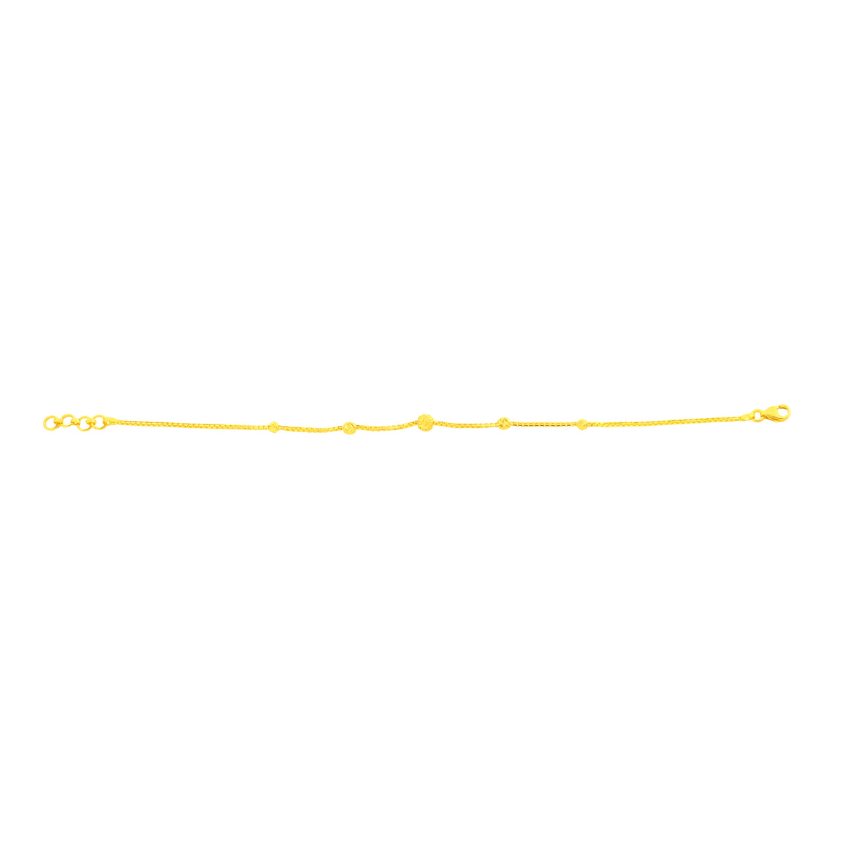 22K Yellow Gold Ball-Bead Bracelet measuring 1mm thickness x 7 inch length