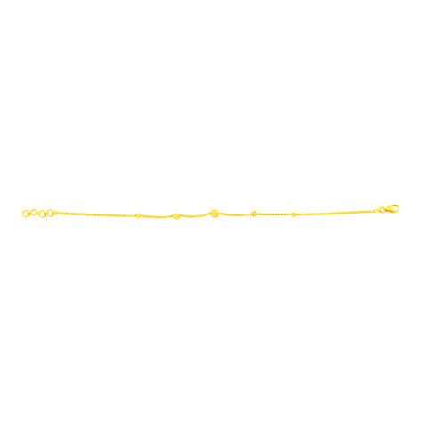 22K Yellow Gold Ball-Bead Bracelet measuring 1mm thickness x 7 inch length
