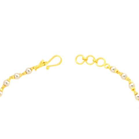 22K Yellow Gold Pearl-Bead Bracelet measuring 3mm thickness x 7.5 inch length