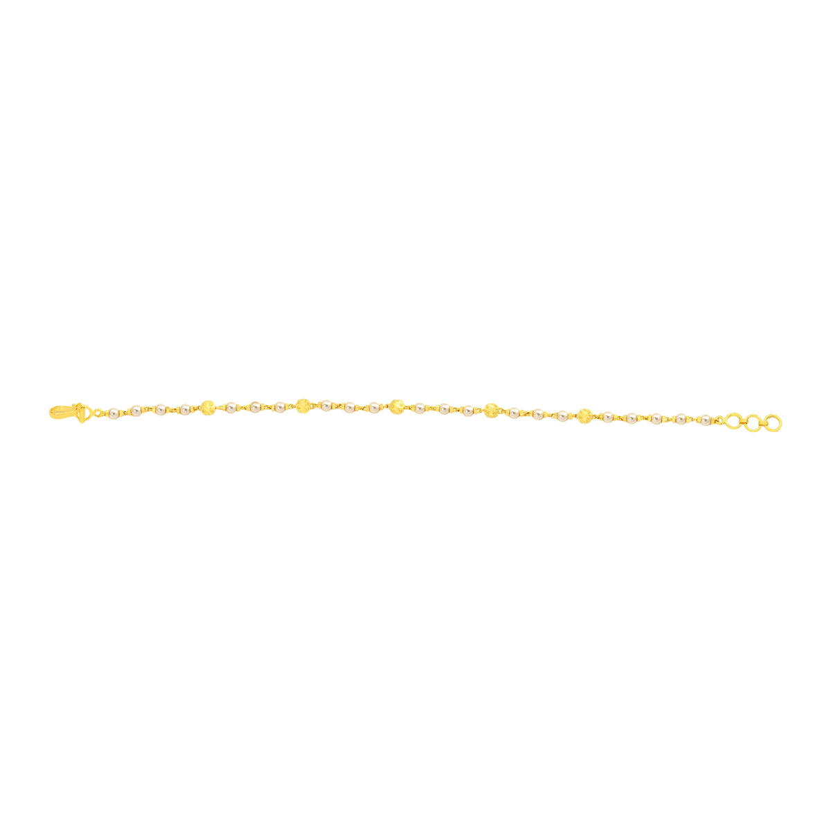 22K Yellow Gold Pearl-Bead Bracelet measuring 3mm thickness x 7.5 inch length