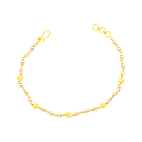 22K Yellow Gold Pearl-Bead Bracelet measuring 3mm thickness x 7.5 inch length