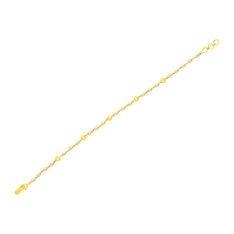 22K Yellow Gold Pearl-Bead Bracelet measuring 3mm thickness x 7.5 inch length