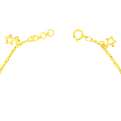 22K Yellow Gold Star Charm Bracelet measuring 0.83mm thickness x 7.5 inch length