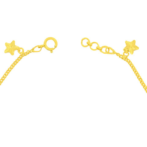 22K Yellow Gold Star Charm Bracelet measuring 0.83mm thickness x 7.5 inch length