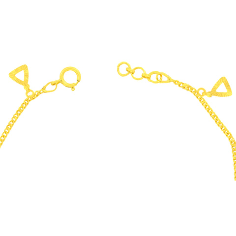 22K Yellow Gold Triangle Charm Bracelet measuring 0.78mm thickness x 7.5 inch length