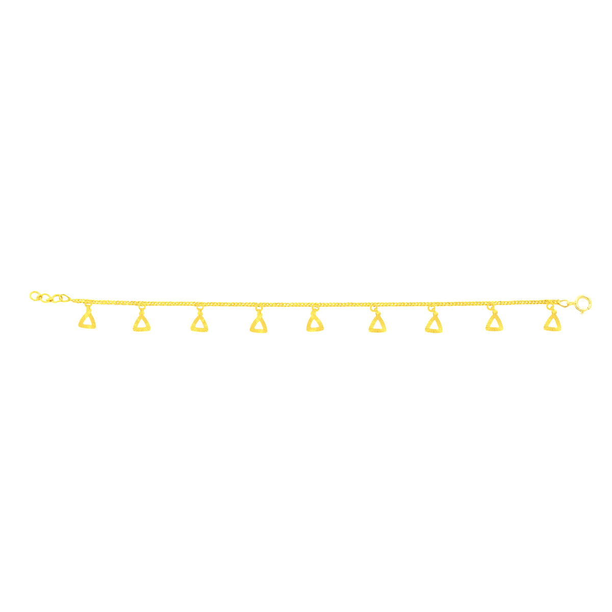 22K Yellow Gold Triangle Charm Bracelet measuring 0.78mm thickness x 7.5 inch length
