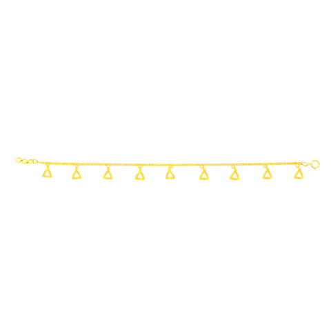 22K Yellow Gold Triangle Charm Bracelet measuring 0.78mm thickness x 7.5 inch length