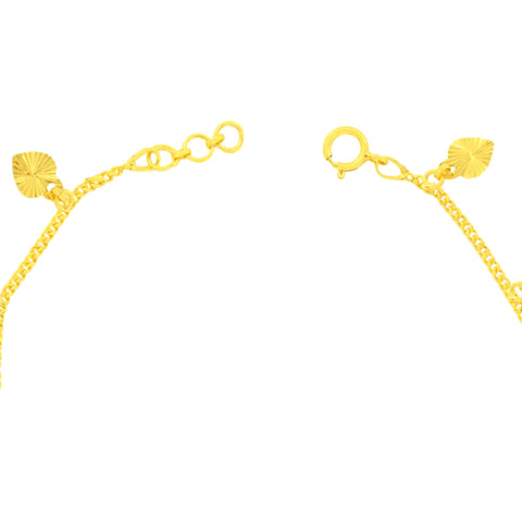 22K Yellow Gold Heart Charm Bracelet measuring 0.81mm thickness x 7.5 inch length