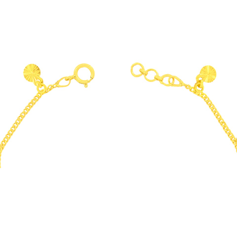 22K Yellow Gold Circle Charm Bracelets measuring 0.8mm thickness x 7.5 inch length