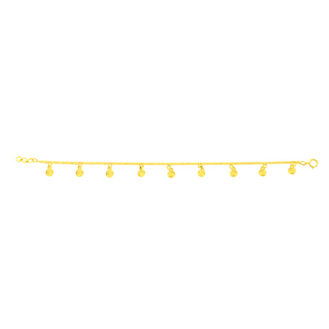 22K Yellow Gold Circle Charm Bracelet measuring 0.8mm thickness x 7.5 inch length