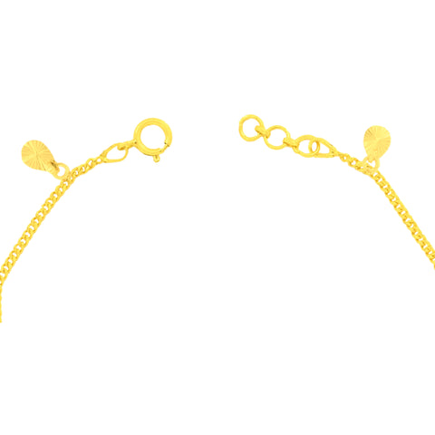 22K Yellow Gold Oval Charm Bracelet measuring 0.8mm thickness x 7.5 inch length
